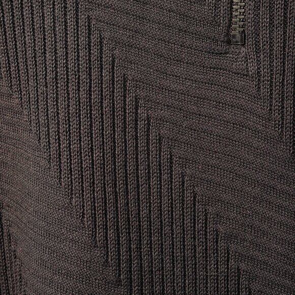 Armani Collezioni Brownish-Grey Ribbed Silk-Blend Knit 1/2-Zip Pullover - Picture 7 of 11